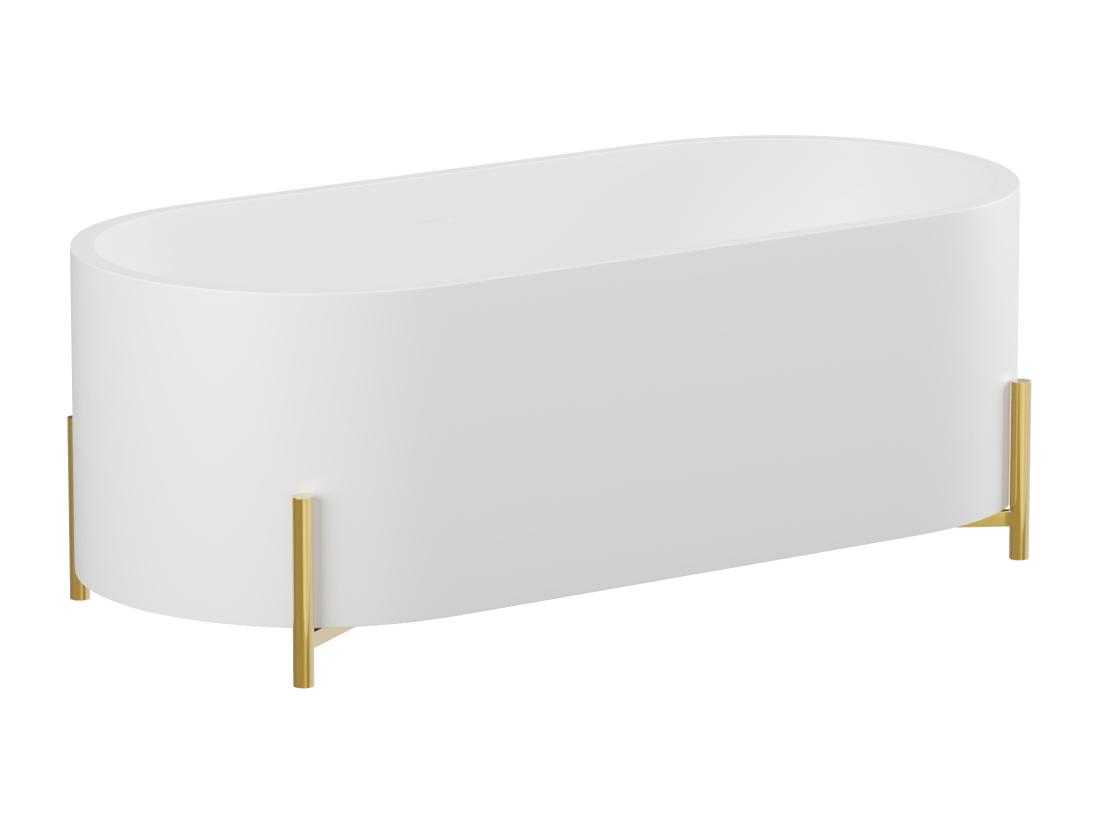 Vente Unique Baignoire îlot Ovale Blanche Avec Pieds Dorés - 160 X 73 5 X 59 Cm - ALONSA