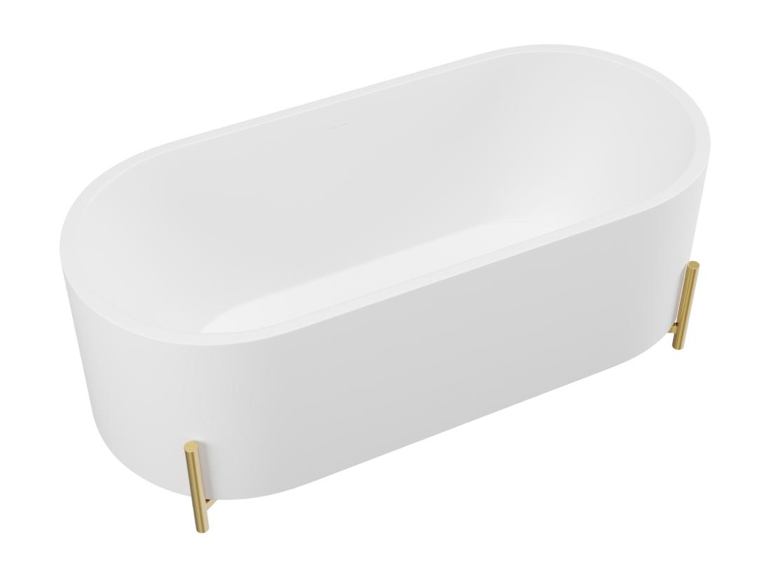 Vente Unique Baignoire îlot Ovale Blanche Avec Pieds Dorés - 160 X 73 5 X 59 Cm - ALONSA