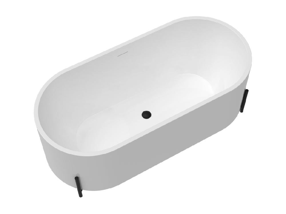 Vente Unique Baignoire îlot Ovale Blanche Avec Pieds Noirs - 160 X 73 5 X 59 Cm - ALONSA