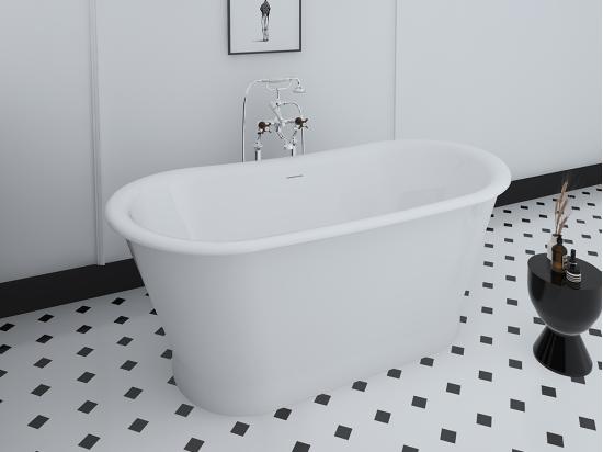 vente unique Baignoire îlot ovale - style retro - 180 L - 150 x 74 x 63 cm - Blanche - Acrylique - PELMATO