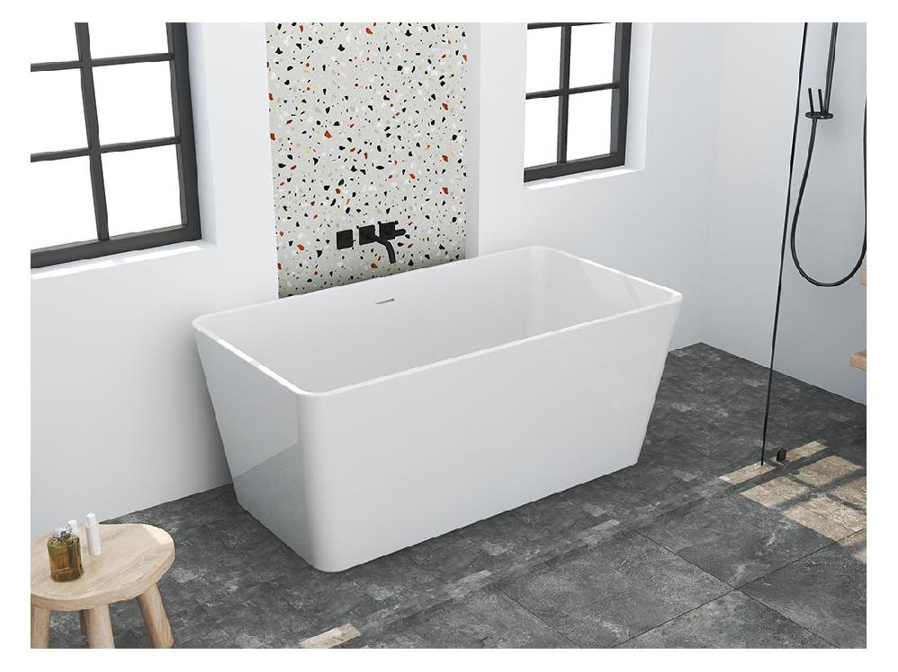 Vente Unique Baignoire îlot Rectangulaire - 197 L - 130 X 70 X 55 Cm - Blanche - Acrylique - SPICARA