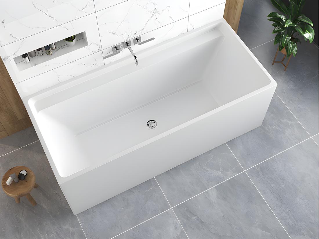 Vente Unique Baignoire îlot Rectangulaire - 280 L - 170 X 75 X 60 Cm - Blanche - Acrylique - ASPIUS