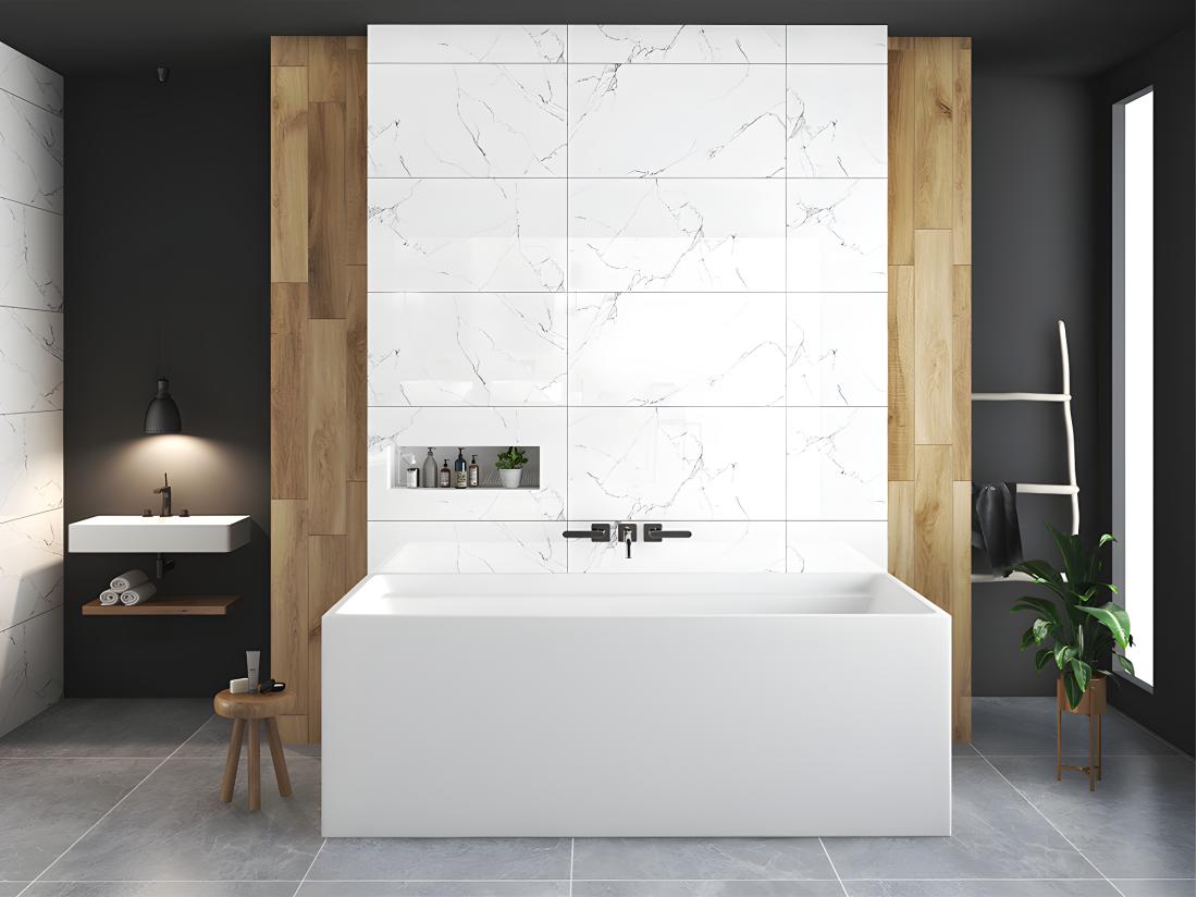 vente unique Baignoire îlot rectangulaire - 280 L - 170 x 75 x 60 cm - Blanche - Acrylique - ASPIUS