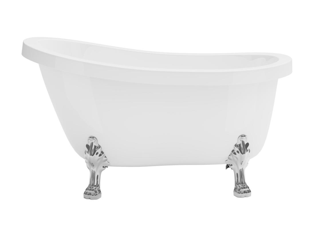 Vente Unique Baignoire îlot Rétro Avec Pieds De Lion Argentés - 200 L - 145 X 74 X 77 Cm - Blanche - NISOS II