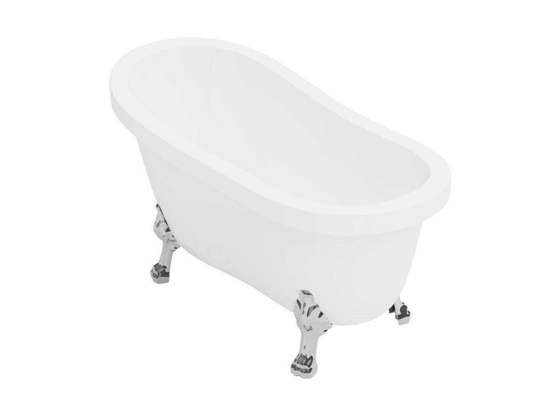 Vente Unique Baignoire îlot Rétro Avec Pieds De Lion Argentés - 200 L - 145 X 74 X 77 Cm - Blanche - NISOS II