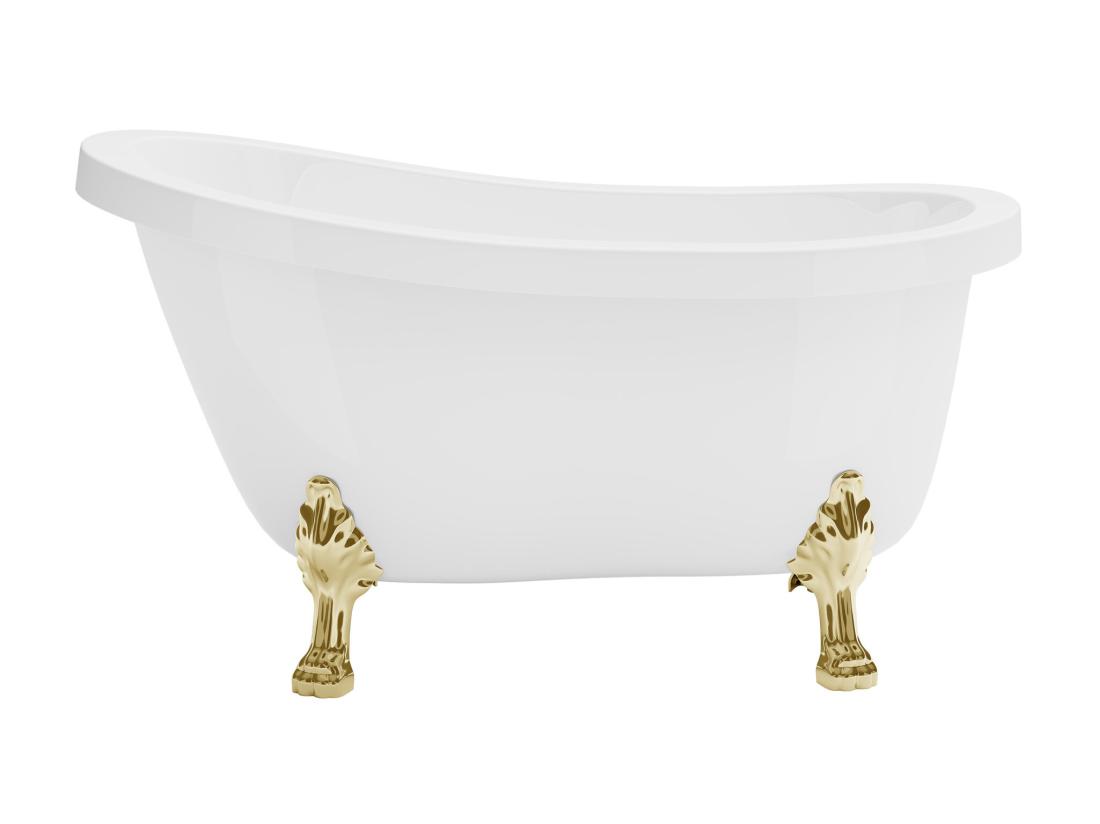 Vente Unique Baignoire îlot Rétro Avec Pieds De Lion Dorés - 200 L - 145 X 74 X 77 Cm - Blanche - NISOS II