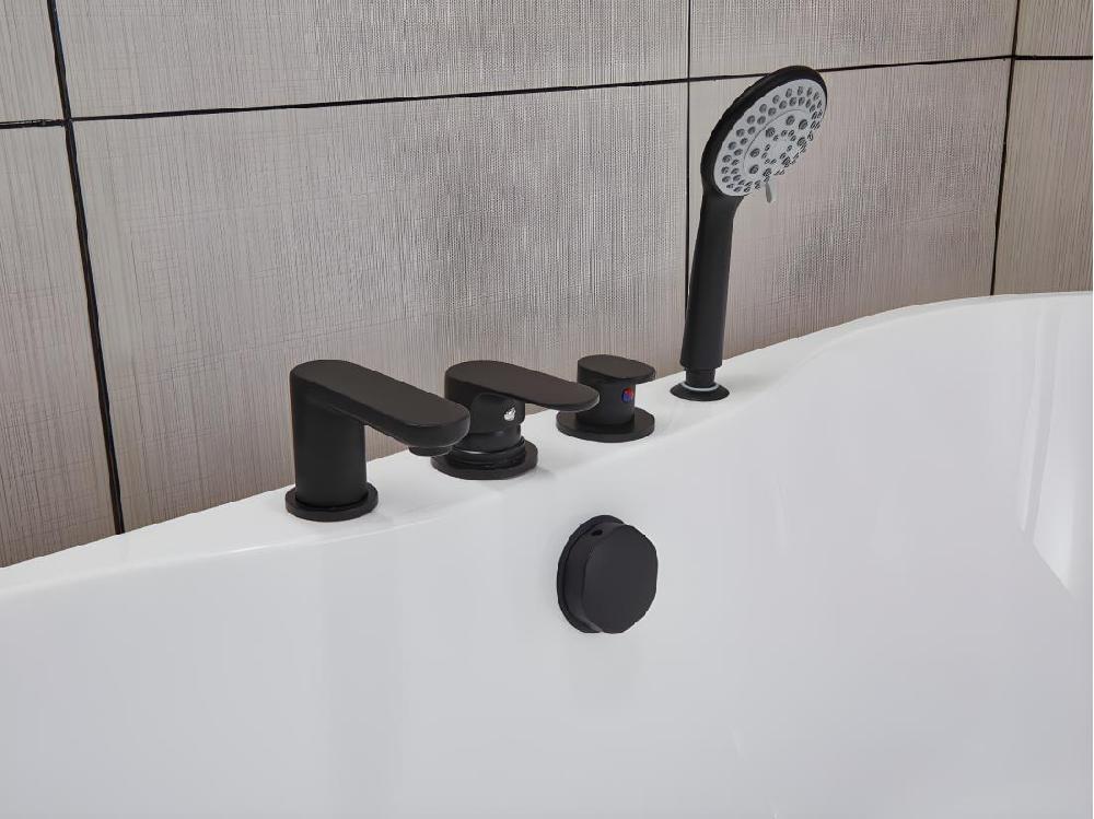 Vente Unique Baignoire îlot STEPONA Avec Robinetterie - 195 L - 150*75*58 Cm - Blanche