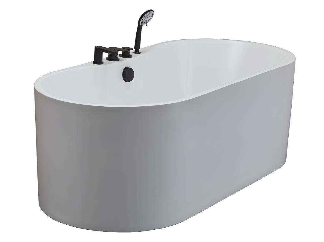 Vente Unique Baignoire îlot STEPONA Avec Robinetterie - 195 L - 150*75*58 Cm - Blanche