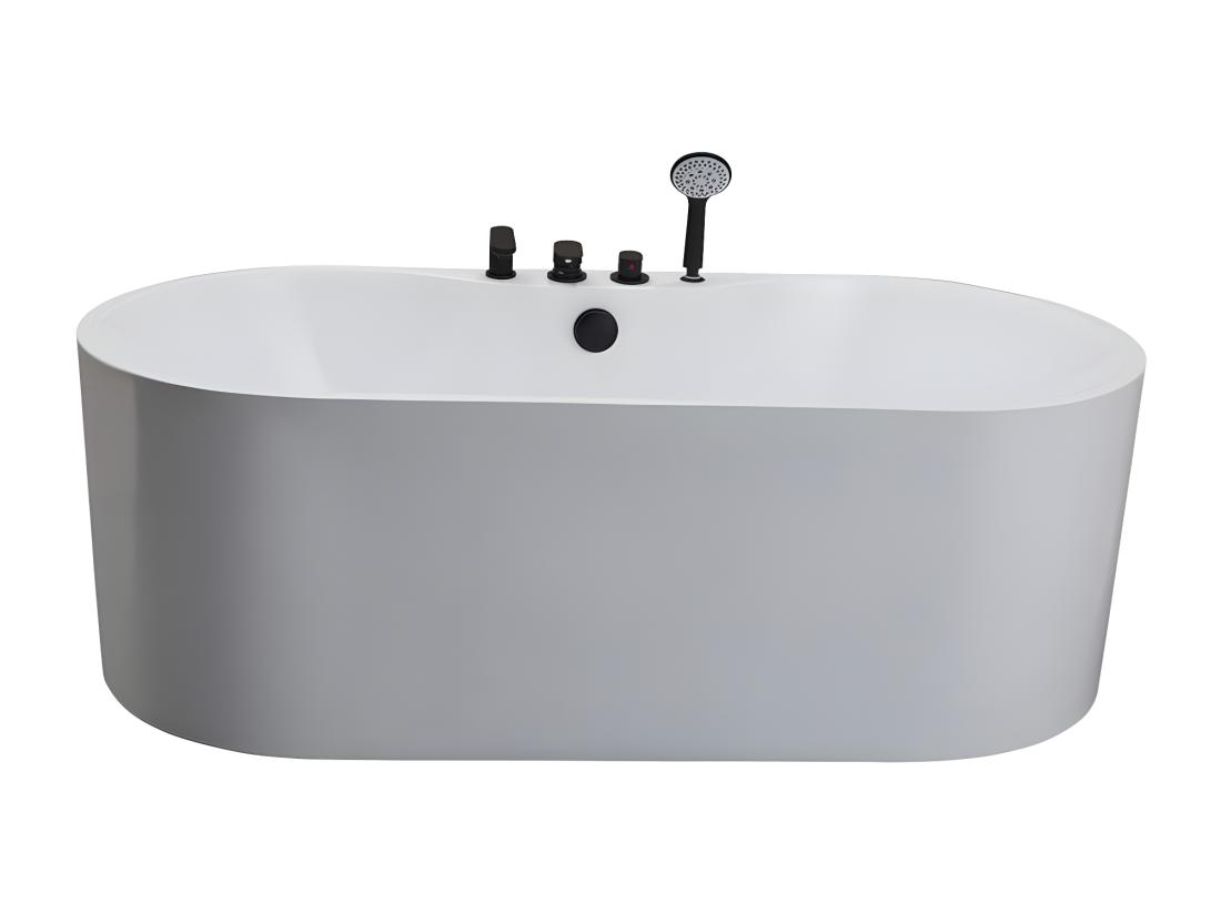 Vente Unique Baignoire îlot STEPONA Avec Robinetterie - 195 L - 150*75*58 Cm - Blanche