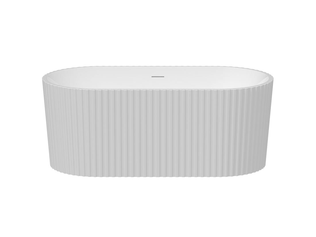 Vente Unique Baignoire îlot Striée En Acrylique - Blanc Brillant - 220L - 150 X 75 X 58 Cm - ALIENA