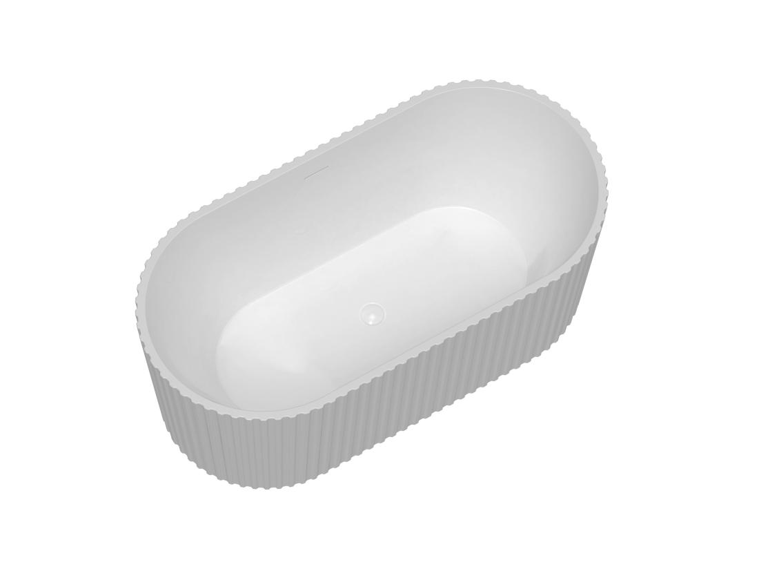 Vente Unique Baignoire îlot Striée En Acrylique - Blanc Brillant - 220L - 150 X 75 X 58 Cm - ALIENA