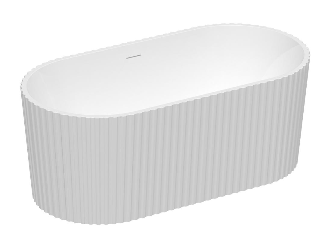 Vente Unique Baignoire îlot Striée En Acrylique - Blanc Brillant - 230L - 170 X 80 X 58 Cm - ALIENA