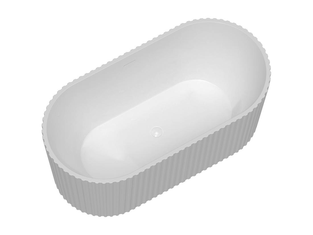 Vente Unique Baignoire îlot Striée En Acrylique - Blanc Brillant - 230L - 170 X 80 X 58 Cm - ALIENA