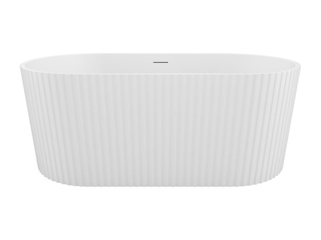 Vente Unique Baignoire îlot Striée En Acrylique - Blanc Mat - 220L - 150 X 75 X 58 Cm - ALIENA
