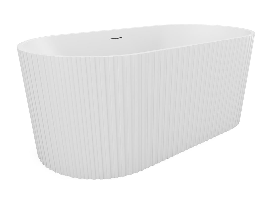 Vente Unique Baignoire îlot Striée En Acrylique - Blanc Mat - 230L - 170 X 80 X 58 Cm - ALIENA
