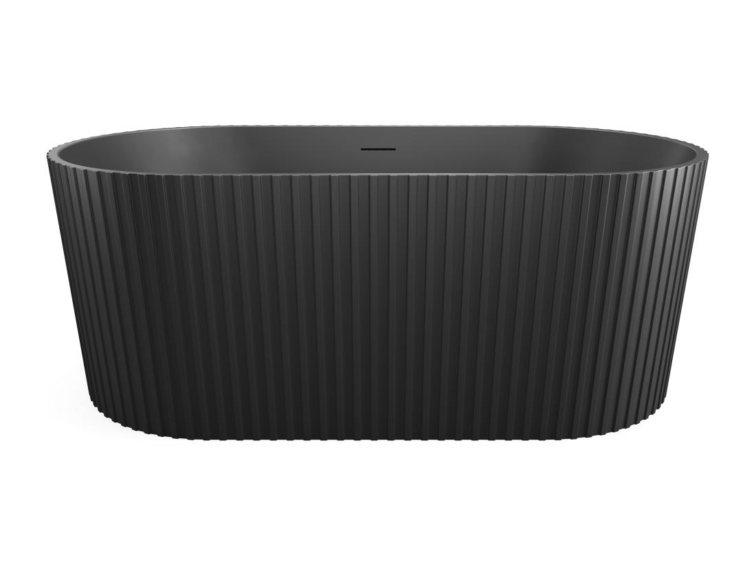 Vente Unique Baignoire îlot Striée En Acrylique - Noir Mat - 230L - 170 X 80 X 58 Cm - ALIENA