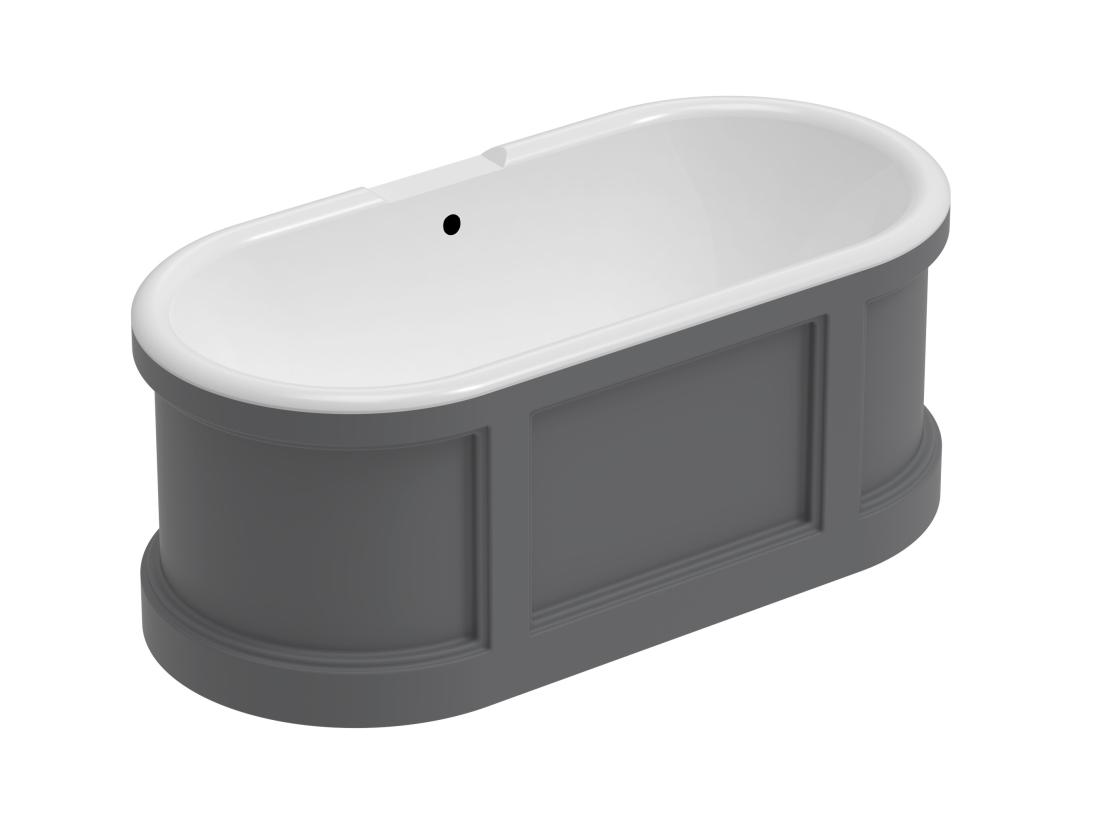 Vente Unique Baignoire îlot Style Campagne Chic - Gris Mat - 161L - 152 X 74 X 60 Cm - CAVASO