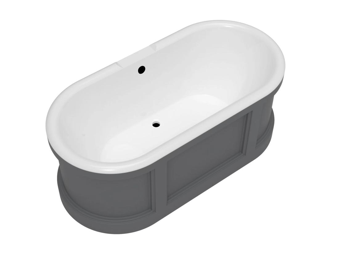 Vente Unique Baignoire îlot Style Campagne Chic - Gris Mat - 161L - 152 X 74 X 60 Cm - CAVASO