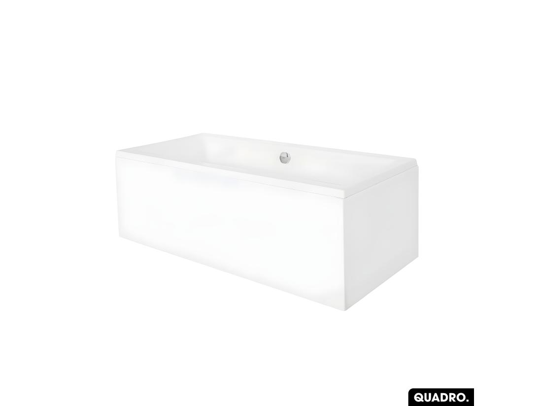 Vente Unique Baignoire Rectangulaire - Avec Tablier Blanc Et Repose Tête OFFERT