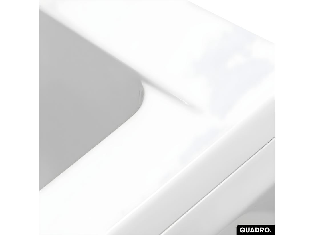 Vente Unique Baignoire Rectangulaire - Avec Tablier Blanc Et Repose Tête OFFERT