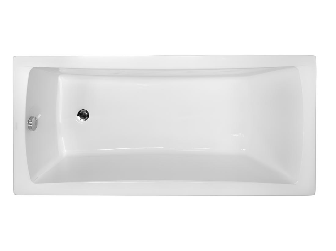 Vente Unique Baignoire Rectangulaire + Tablier Blanc + Repose Tête - OPTIMA - 140 X 70 Cm