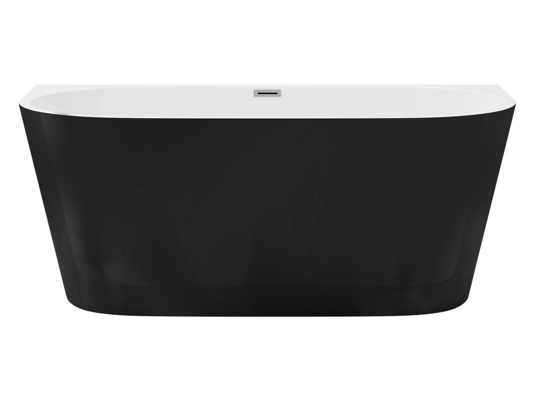 Vente Unique Baignoire Semi îlot - 175L - 130 X 71 5 X 58 Cm - Noir Brillant - Acrylique - DIVINA