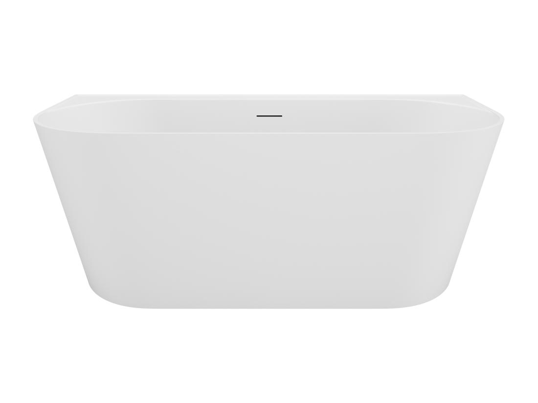 Vente Unique Baignoire Semi îlot - 230 L - 160 X 75 X 58 Cm - Blanc Mat - Acrylique - AMOBIA