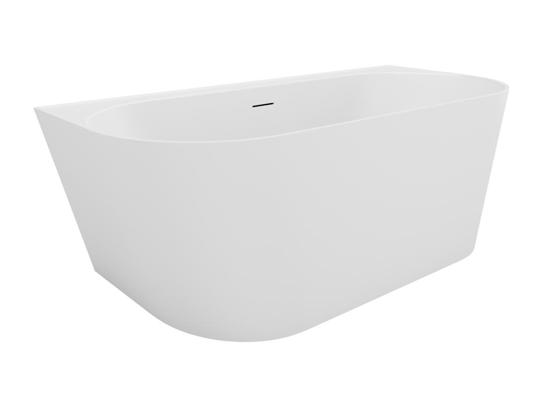 Vente Unique Baignoire Semi îlot - 230 L - 160 X 75 X 58 Cm - Blanc Mat - Acrylique - AMOBIA