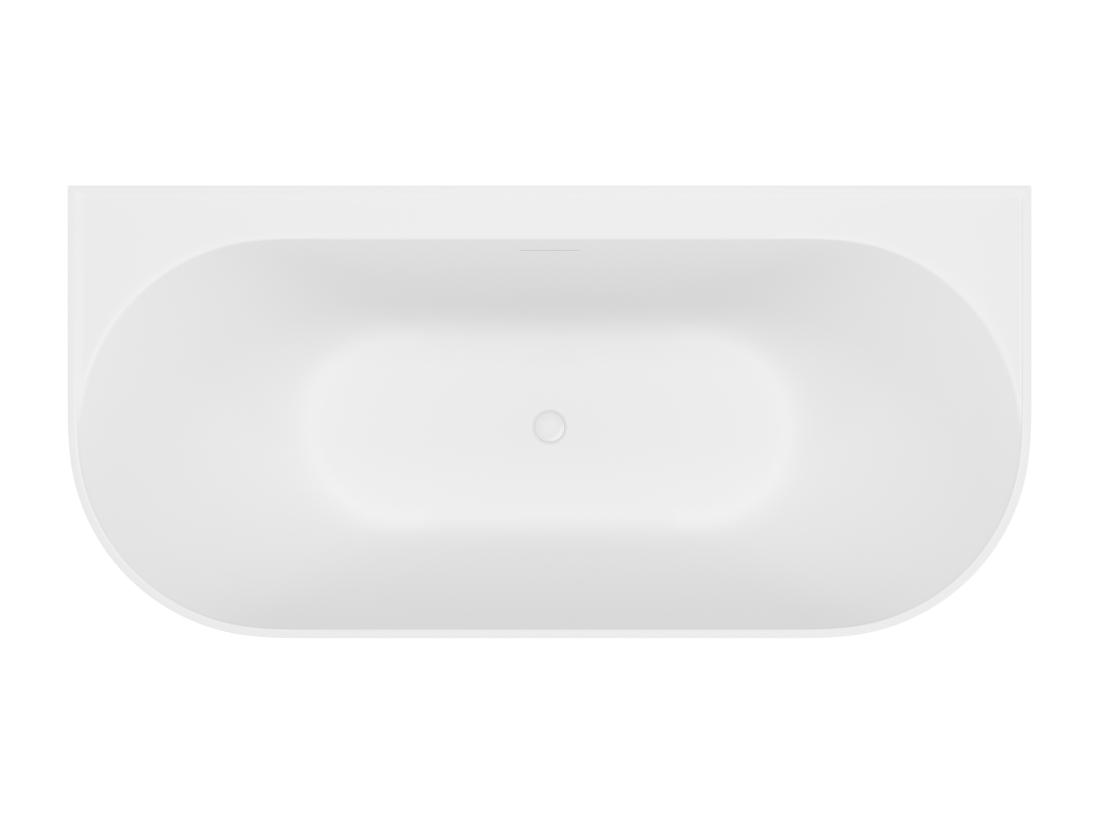 Vente Unique Baignoire Semi îlot - 230 L - 160 X 75 X 58 Cm - Blanc Mat - Acrylique - AMOBIA