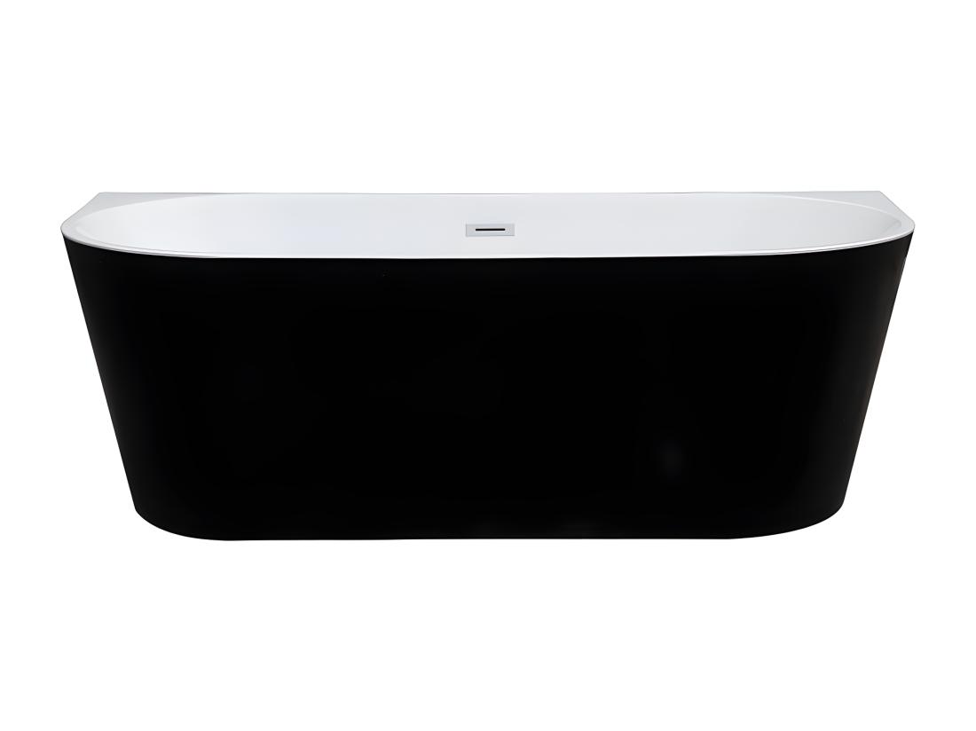 Vente Unique Baignoire Semi îlot - 245L - 170 X 75 X 58 Cm - Noir Brillant - Acrylique - DIVINA