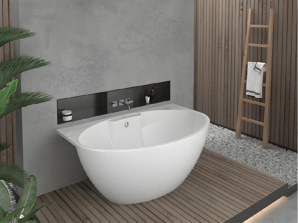 Vente Unique Baignoire Semi-îlot Ovale - 197 L - 151 X 94 X 60 Cm - Blanche - Acrylique - PAGRUS