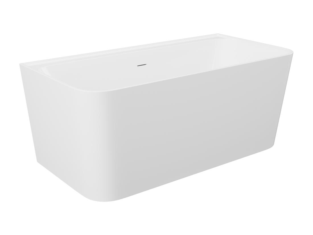 Vente Unique Baignoire Semi-îlot Rectangulaire - 216L - 150 X 75 X 60 Cm - Blanc Brillant - Acrylique - ATESA