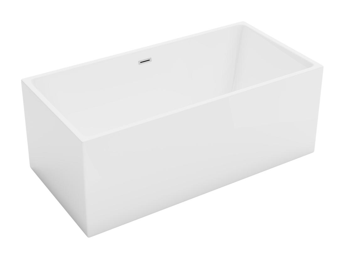 Vente Unique Baignoire Semi-îlot Rectangulaire - 250 L - 150 X 75 X 58 Cm - Blanche - Acrylique - PIKAIA