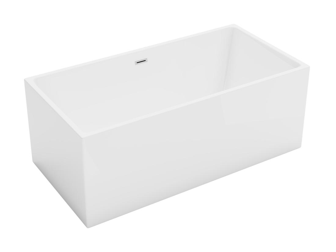 Vente Unique Baignoire Semi-îlot Rectangulaire - 315 L - 170 X 80 X 58 Cm - Blanche - Acrylique - PIKAIA