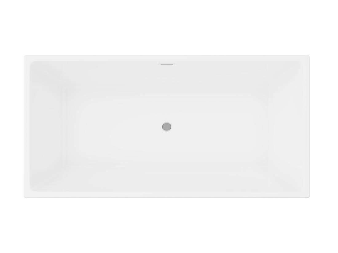 Vente Unique Baignoire Semi-îlot Rectangulaire - 315 L - 170 X 80 X 58 Cm - Blanche - Acrylique - PIKAIA