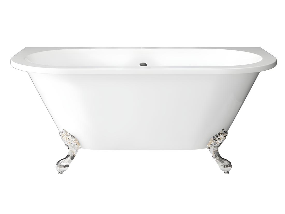 Vente Unique Baignoire Semi-îlot Retro Avec Pieds - 154 L - 150 X 74 X 61 Cm - Blanche - Acrylique - SPARUS