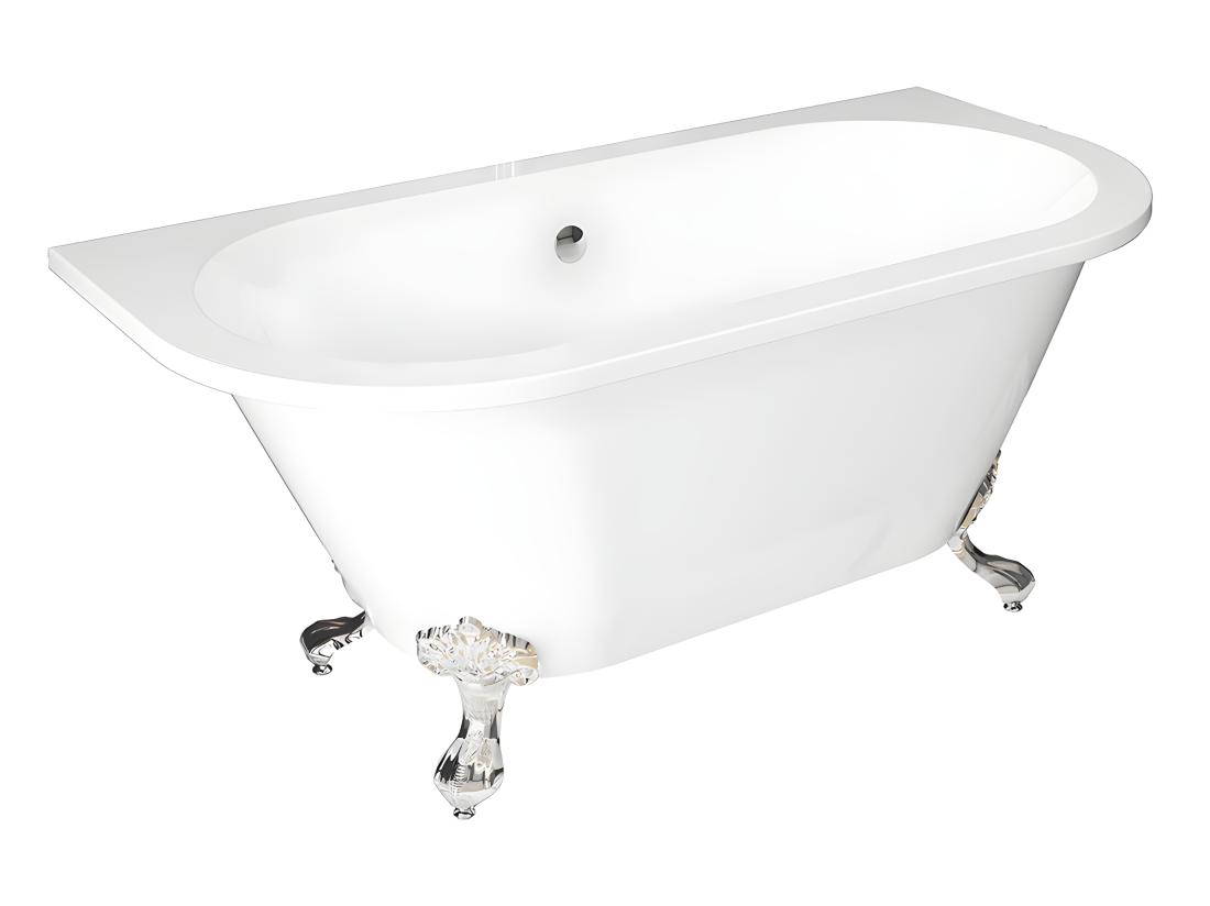 Vente Unique Baignoire Semi-îlot Retro Avec Pieds - 154 L - 150 X 74 X 61 Cm - Blanche - Acrylique - SPARUS