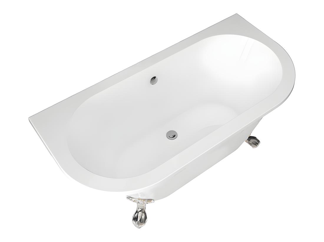 Vente Unique Baignoire Semi-îlot Retro Avec Pieds - 154 L - 150 X 74 X 61 Cm - Blanche - Acrylique - SPARUS