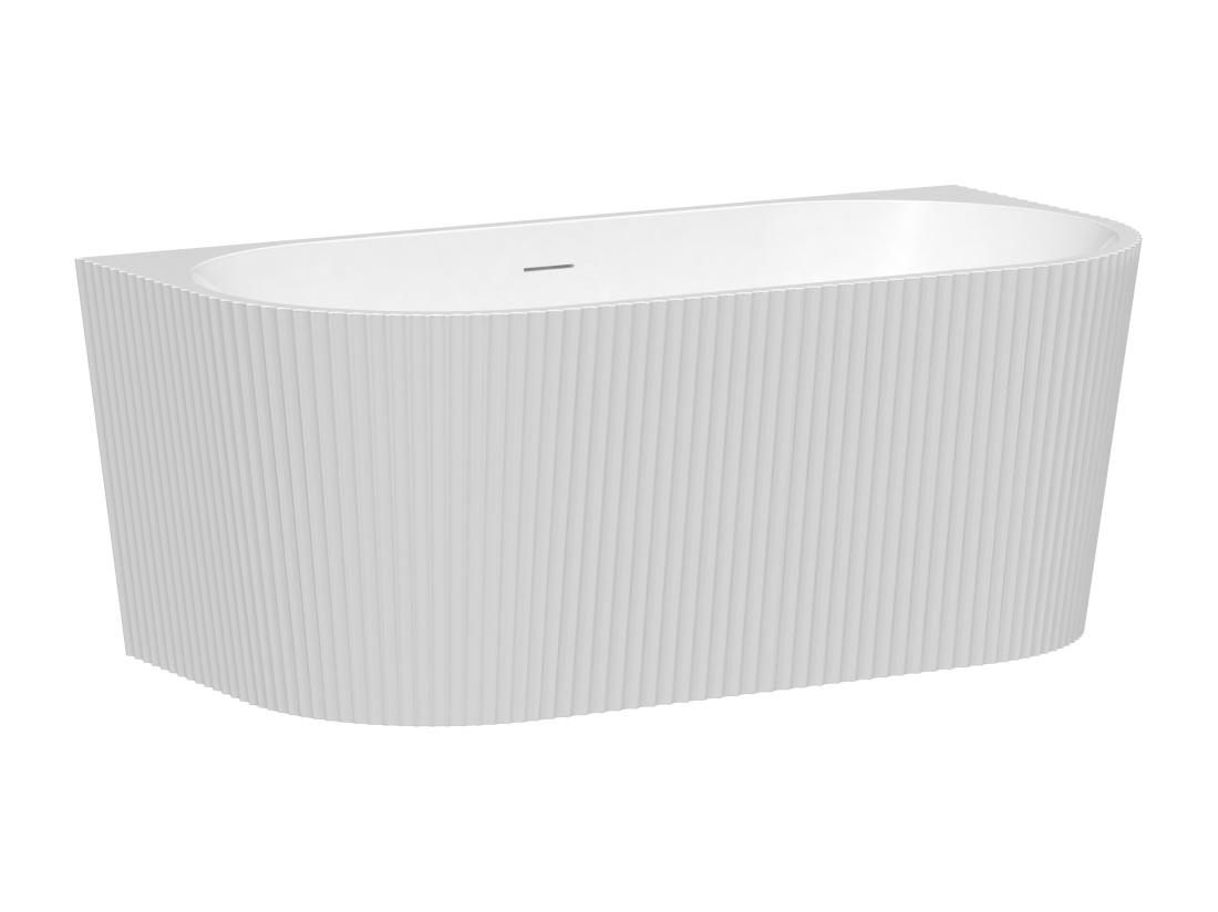 Vente Unique Baignoire Semi îlot Striée - 250 L - 170 5 X 80 X 58 5 Cm - Blanc Brillant - Acrylique - ZELINA