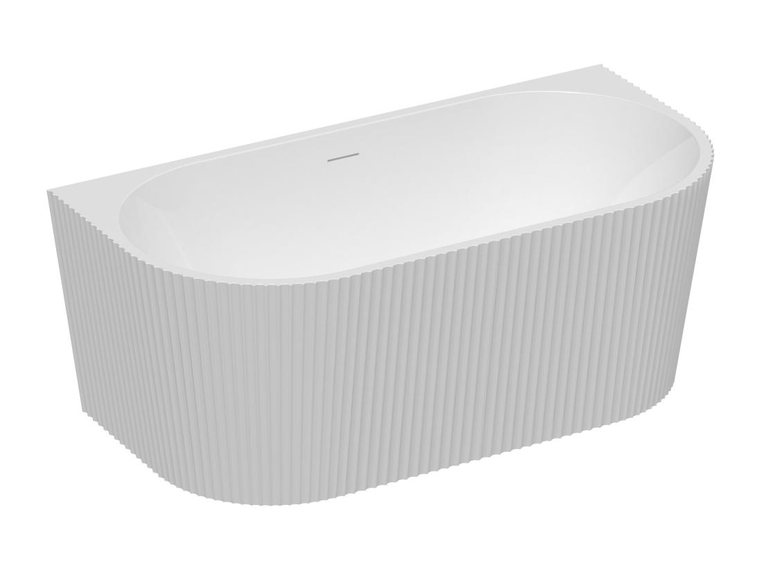 Vente Unique Baignoire Semi îlot Striée - 250 L - 170 5 X 80 X 58 5 Cm - Blanc Brillant - Acrylique - ZELINA