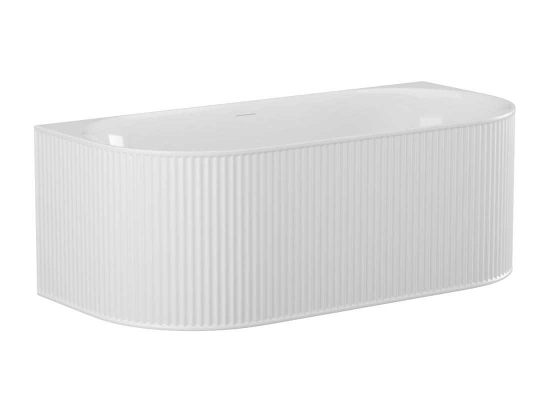 Vente Unique Baignoire Semi îlot Striée - 290L - 170 X 80 X 60 Cm - Blanc Mat - Acrylique - BARBORI