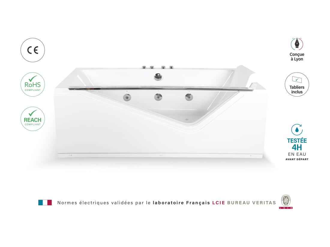 Vente Unique Baignoires Balnéo INDRA Wave 170 X80 X63 Cm By SPALINA