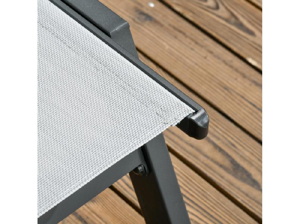 Vente Unique Bain De Soleil Transat Inclinable 5 Positions - Tétière 2 Roulettes - Alu. Textilène Gris
