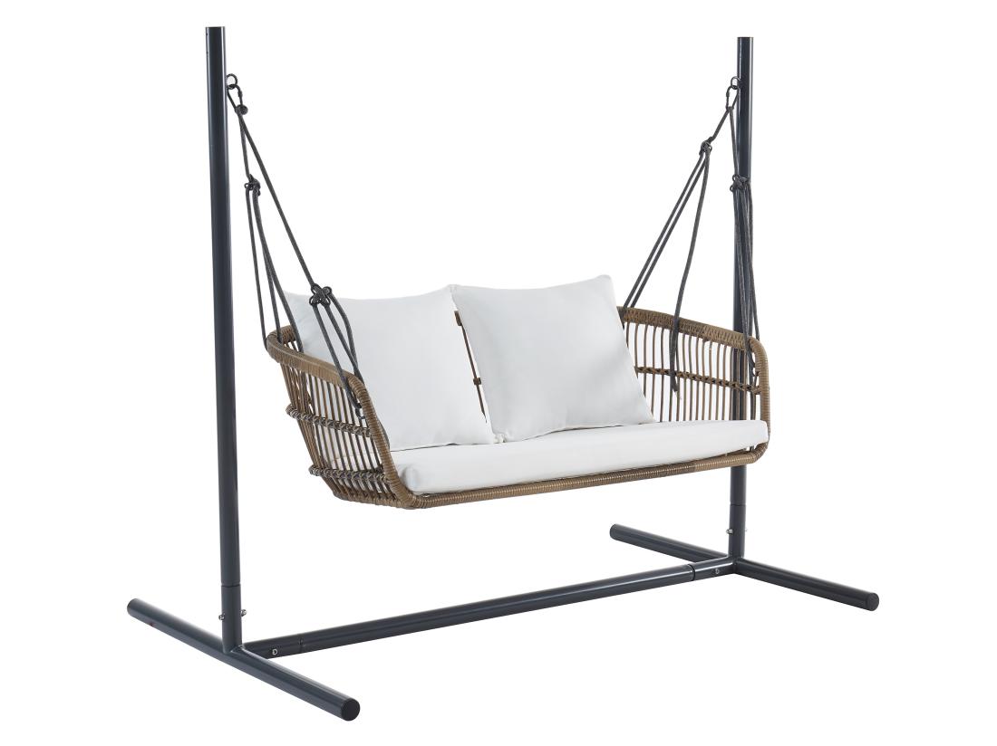 Vente Unique Balancelle De Jardin 2 Places En Résine Tressée Naturel Clair - NUVEA De MYLIA