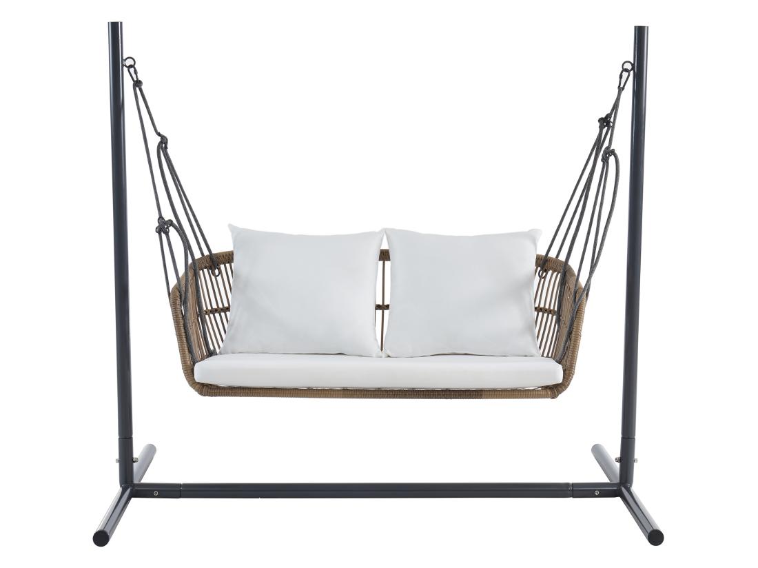 Vente Unique Balancelle De Jardin 2 Places En Résine Tressée Naturel Clair - NUVEA De MYLIA