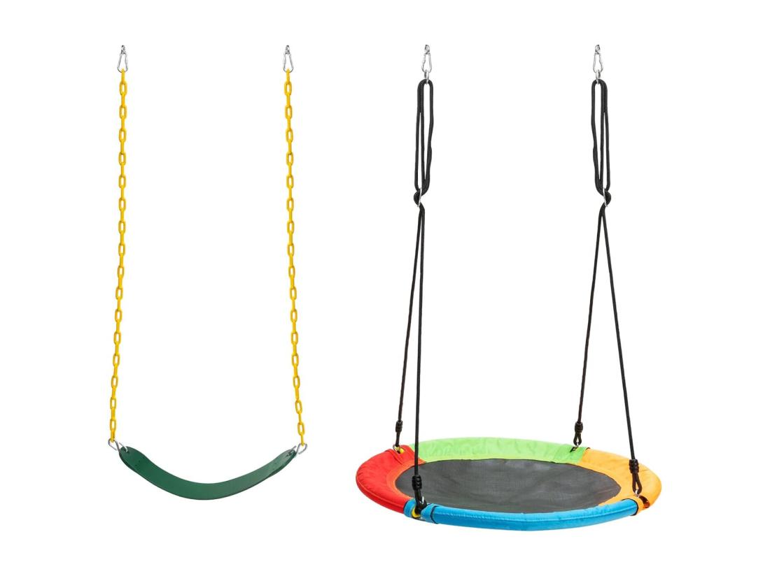 Vente Unique Balançoire Nid D'Oiseau Ø1m Et Balançoire Ceinture 1 2m Avec Cordes Réglables 2 Façons De Suspendre Charge Maximum 150kg