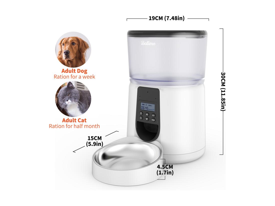 Vente Unique Balimo 4L Distributeur Croquettes Chat Automatique Bol En Acier Inoxydable Pour Animaux Domestiques Distributeur De Nourriture SèChe Pour Chats（B