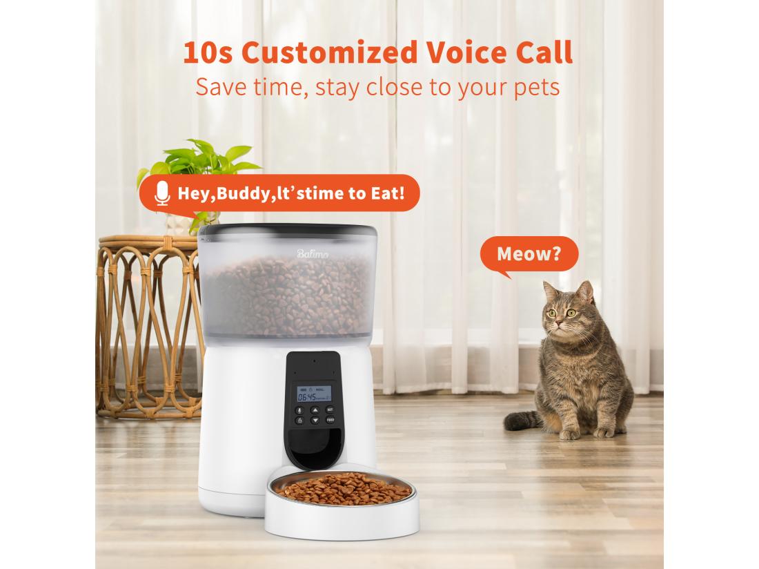 vente unique Balimo 4L Distributeur Croquettes Chat Automatique Bol en Acier Inoxydable pour Animaux Domestiques Distributeur De Nourriture SèChe pour Chats（B