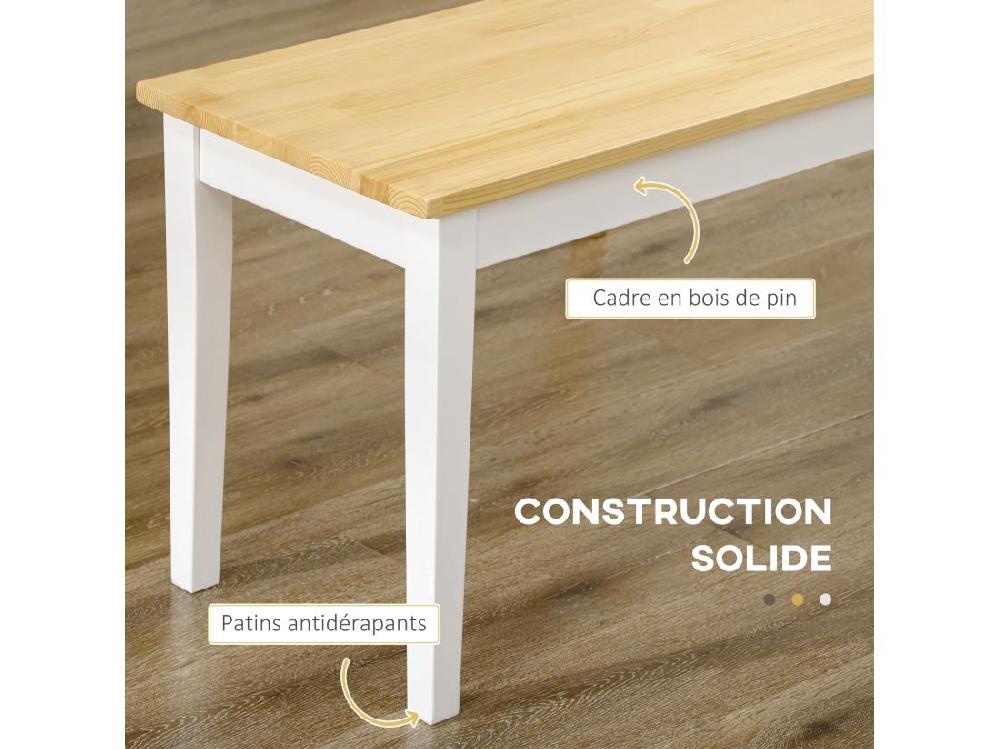 Vente Unique Banc 2 Personnes Dim. 102L X 36l X 45H Cm Bois De Pin Blanc