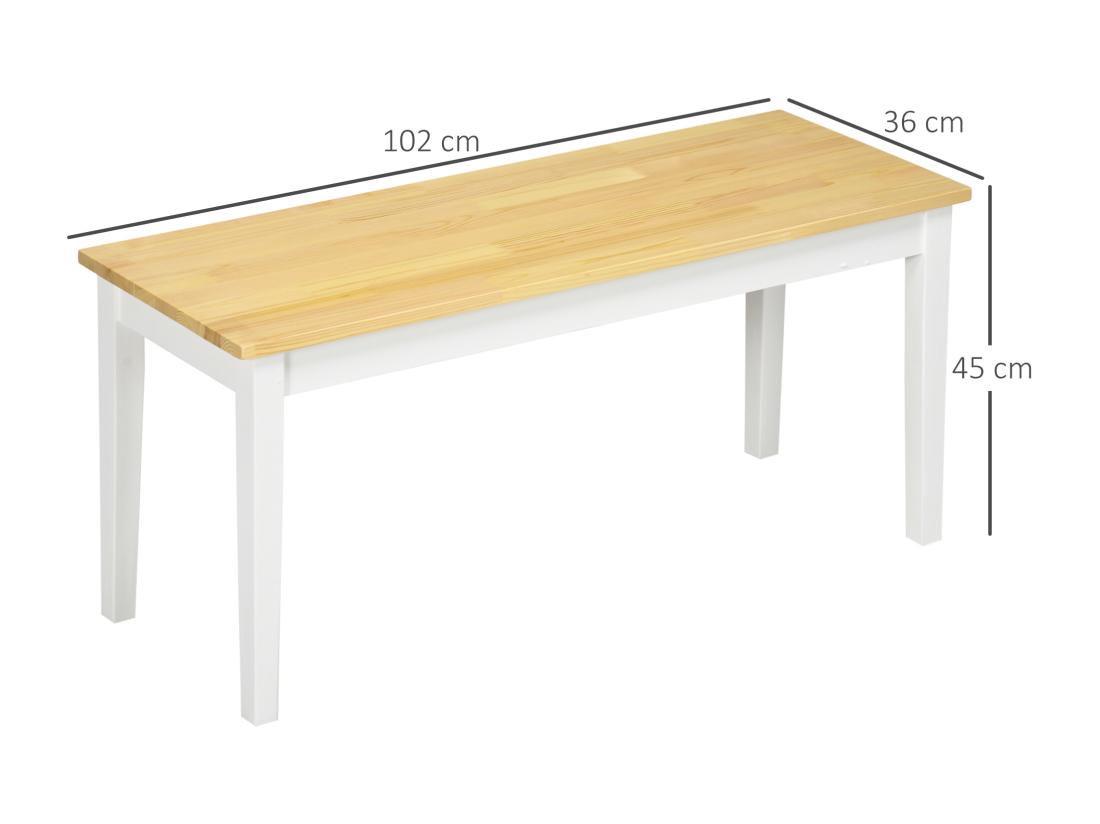 Vente Unique Banc 2 Personnes Dim. 102L X 36l X 45H Cm Bois De Pin Blanc